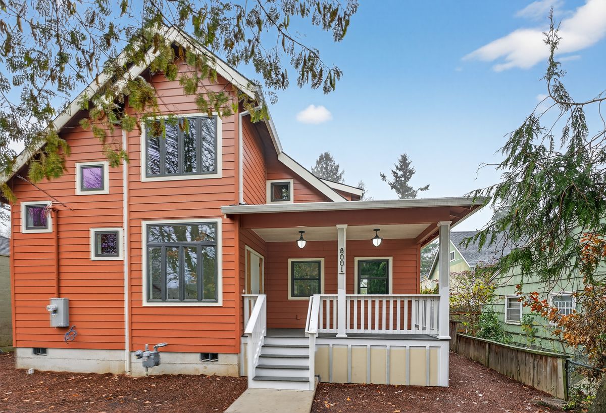 New two-story custom home with covered porch, North Portland